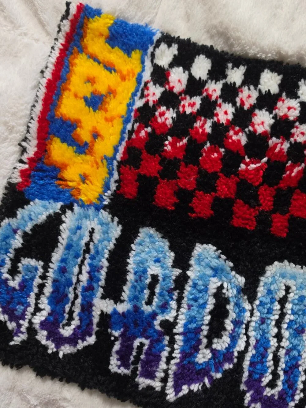 Vintage NASCAR Jeff Gordon 24 Latch Hook Rug Wall Hanging 90s Racing Tapestry